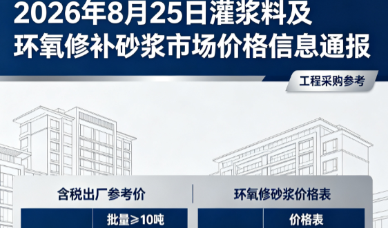 石龙镇2026年8月25日灌浆料及环氧修补砂浆市场价格信息通报